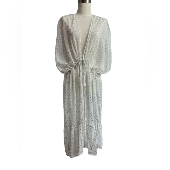 Vince Camuto White Sheer Metallic Cover Up NWT One Size - Picture 1 of 6